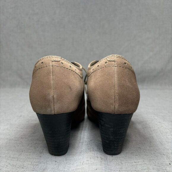 Clarks Bendables Sapphire Chloe Taupe Boots Suede Oxford Heeled Boot Women's 9 - Picture 5 of 10